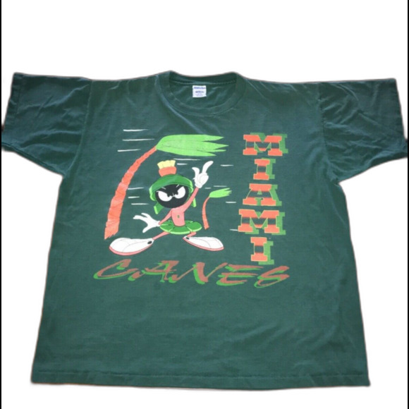 Miami Hurricanes Marvin Martian Vintage 90s Single Stitch T Shirt XL - Picture 2 of 11